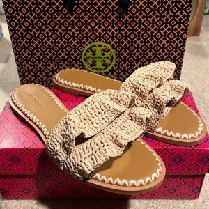Tory Burch Raffia Slides size 8